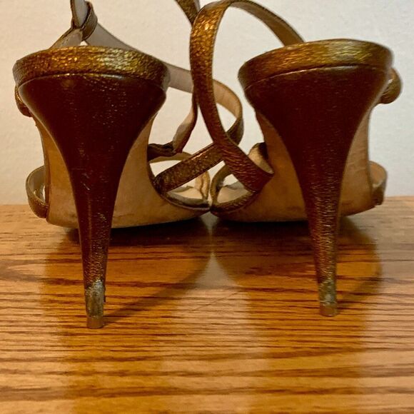 Manolo Blahnik Copper Gold 2000s y2k Strappy heels 36 Sandal Stiletto Carrie - Picture 16 of 16